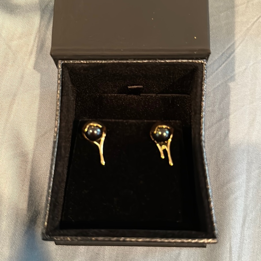 Marie June MELTING Tahitian PEARL GOLD VERMEIL EARRINGS